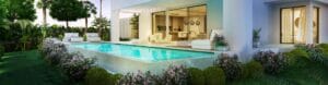 ViVi Real Estate: VIVI'S website showcases a modern home featuring a swimming pool.